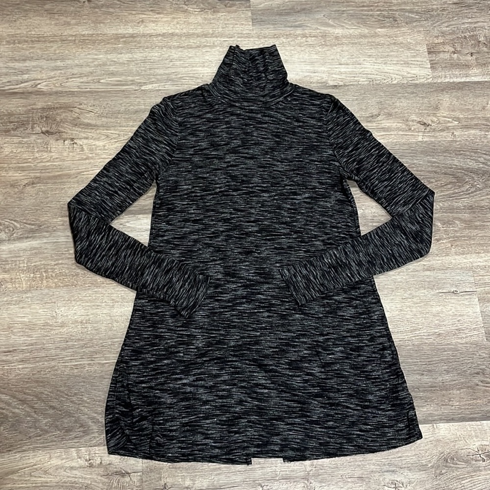 Free People: We The Free Split back Turtleneck Tunic Top in a Deep Gray